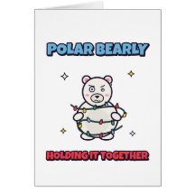 Carte de Noël Ours Polaire Tenant à Peine le Coup