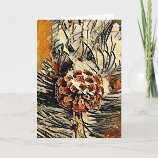 Carte de Noël Painted Snowy Pinecone (Devant)