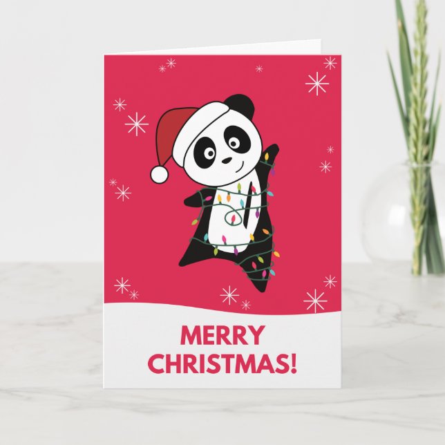 Carte de Noël Panda Neige Animaux Hiver Pandas (Devant)