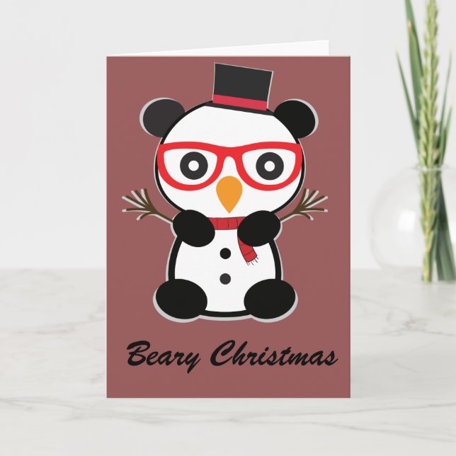 Carte de Noël Panda Snowman (Devant)