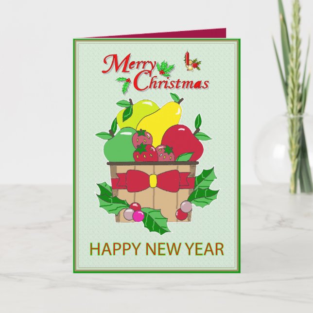 Carte de Noël Panier de fruits de vacances (Devant)
