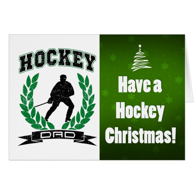 Carte de Noël papa Hockey (Devant horizontal)