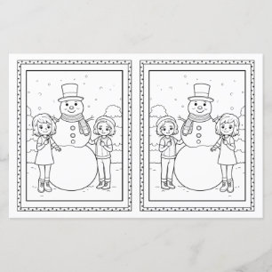Carte de Noël papier Snowman Coloriage pour enfant