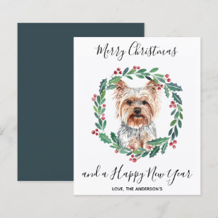 Carte de Noël pas chère avec chien Terrier Yorkshi