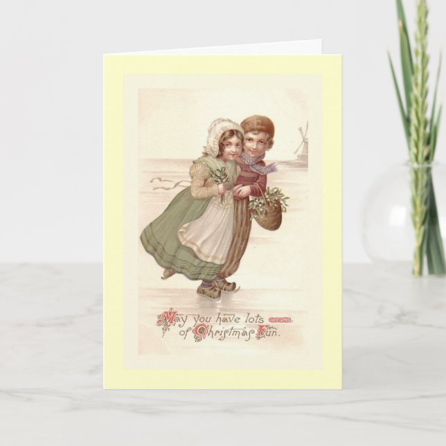 Carte de Noël "Patinage pour enfants néerlandais" (Devant)