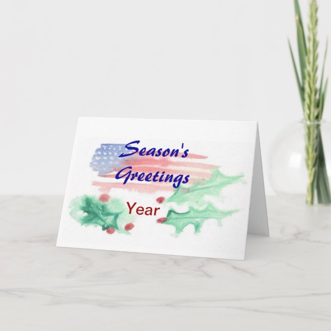 Carte de Noël Patriotique Aquarelle - Ver. 11 (Devant)