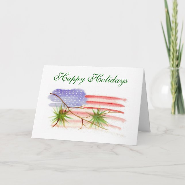 Carte de Noël Patriotique Aquarelle - Ver. 6 (Devant)