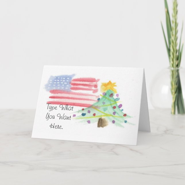 Carte de Noël Patriotique Aquarelle - Ver. 9 (Devant)