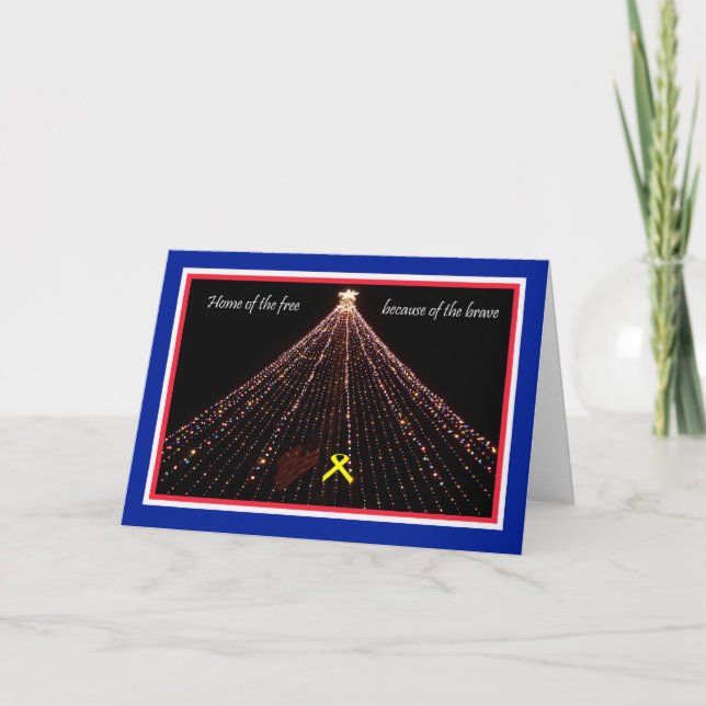 Carte de Noël patriotique avec ruban jaune (Devant)