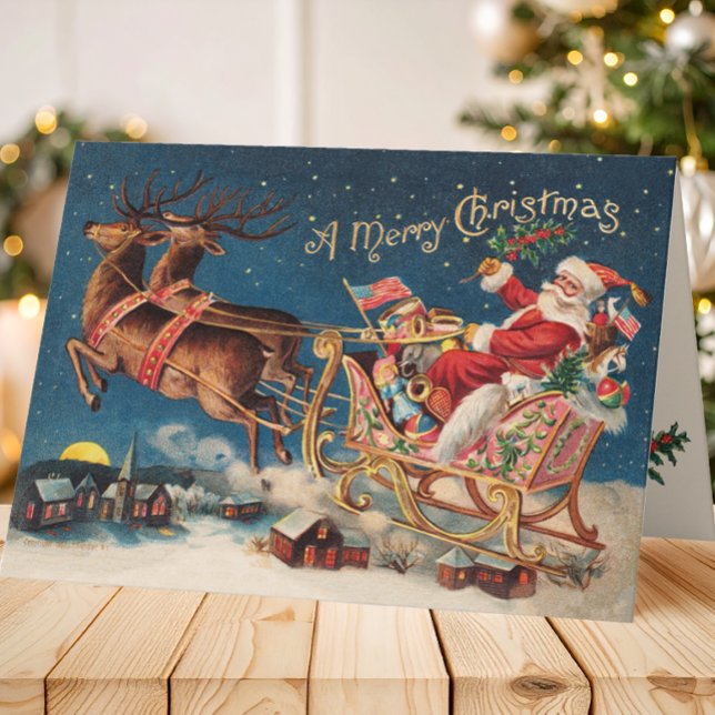 Carte de Noël Patriotique Père Noël Joyeux (Créateur téléchargé)