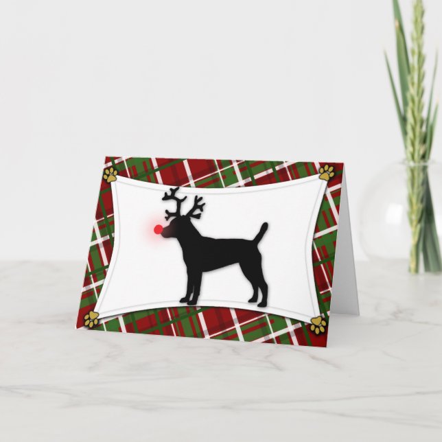 Carte de Noël Patterdale Terrier Reindeer (Devant)