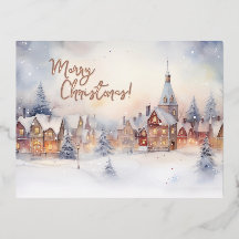 Carte de Noël, paysage hivernal neige