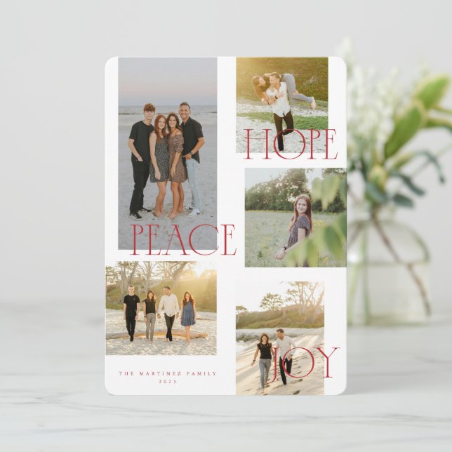 Carte de Noël Peace Hope Joy (Debout devant)