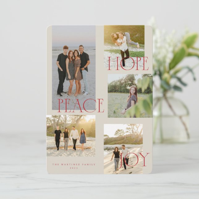 Carte de Noël Peace Hope Joy (Debout devant)