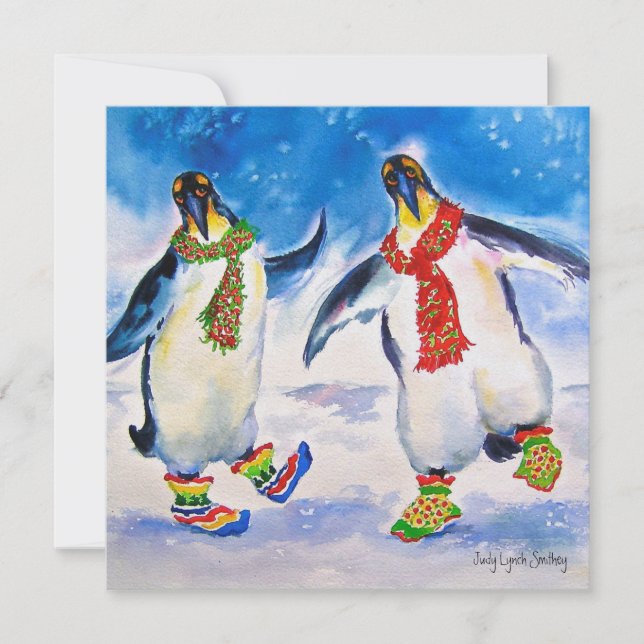 Carte de Noël Penguin Couple (Devant)