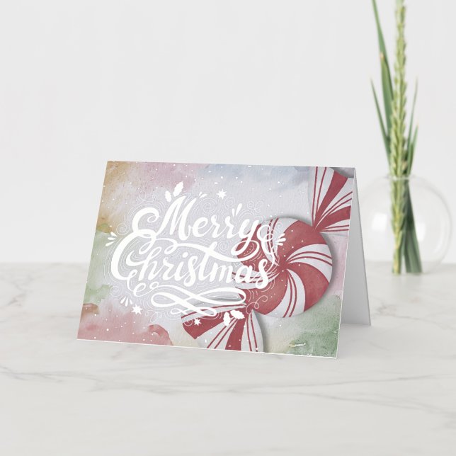 Carte de Noël Peppermenthe Candy Silver Foil (Recto)
