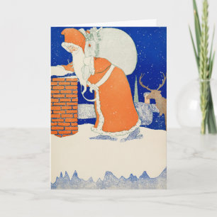 Carte de Noël Père Noël Art vintage