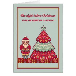 Carte de Noël Père Noël avec Arbre & Présents