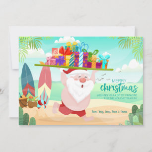 Carte de Noël Père Noël Beachside