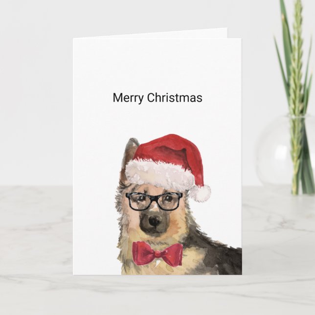 Carte de Noël Père Noël berger allemand (Devant)