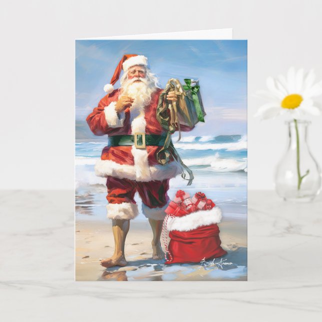 Carte de Noël père Noël By the Sea (Petite plante)