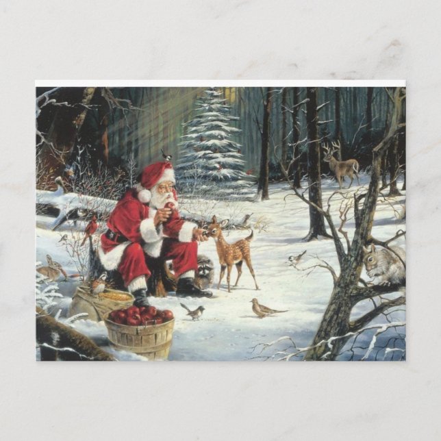 Carte de Noël Père Noël Deer Wildlife (Devant)