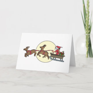 Carte de Noël, Père Noël et Reindeer