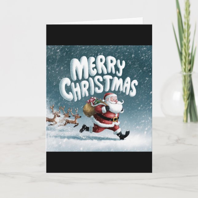 Carte de Noël Père Noël et Reindeer (Devant)