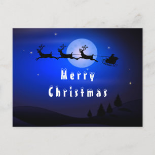 Carte de Noël Père Noël et Reindeer en Pleine lune