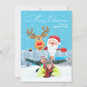 Carte de Noël père Noël et Rudolph