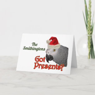 Carte de Noël Père Noël Gray Parrot