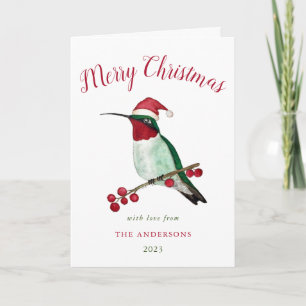 Carte de Noël Père Noël Hummingbird personnalisée
