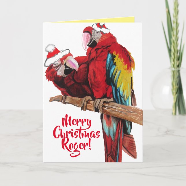 Carte de Noël père Noël Macaws Red Parrot (Devant)