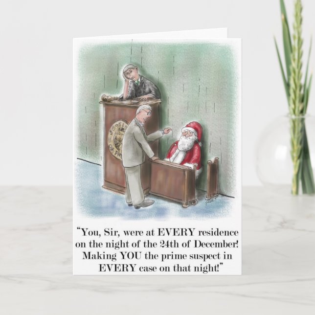 Carte de Noël père Noël On Witness Stand (Devant)