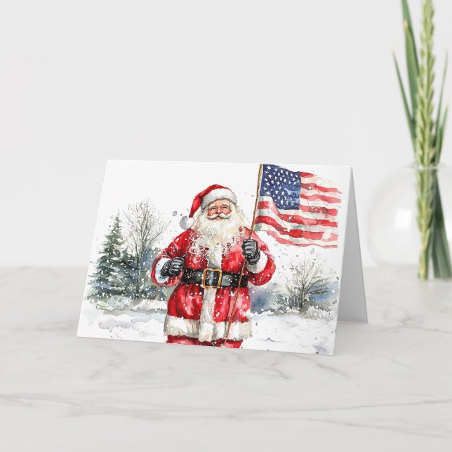 Carte de Noël Père Noël patriotique (Devant)