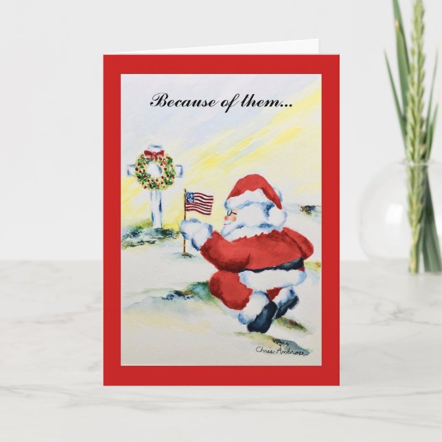 Carte de Noël Père Noël patriotique (Devant)