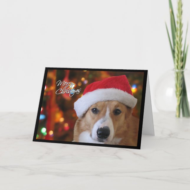 Carte de Noël père Noël Pembroke Welsh Corgi (Devant)