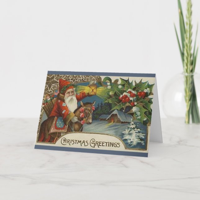 Carte de Noël Père Noël primitive (Devant)
