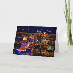 Carte de Noël Père Noël/Reindeds Las Vegas Strip