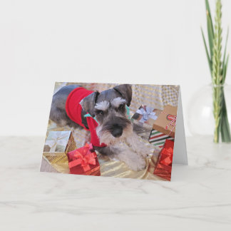 Carte de Noël père Noël Schnauzer