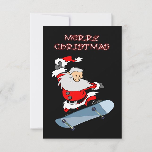 Carte de Noël Père Noël Skateboard (Devant)