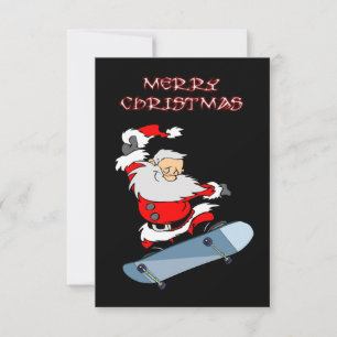 Carte de Noël Père Noël Skateboard