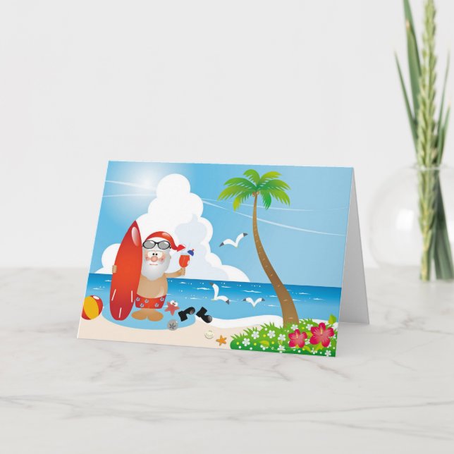Carte de Noël Père Noël Tropical (Devant)