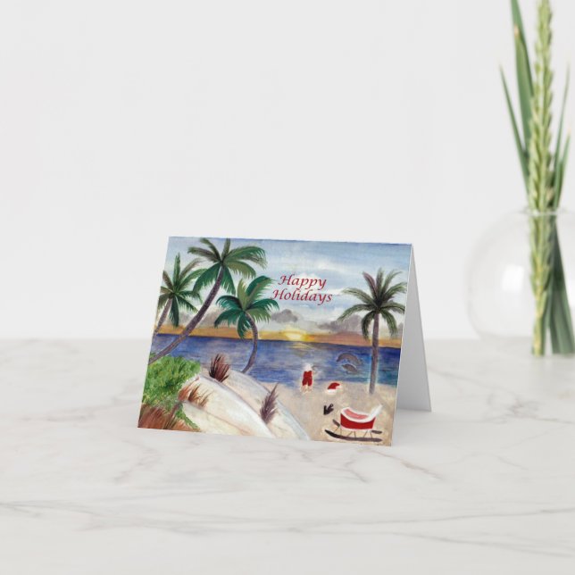 Carte de Noël père Noël tropical break (Devant)