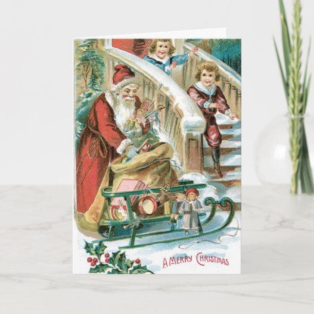 Carte de Noël Père Noël vintage (Devant)