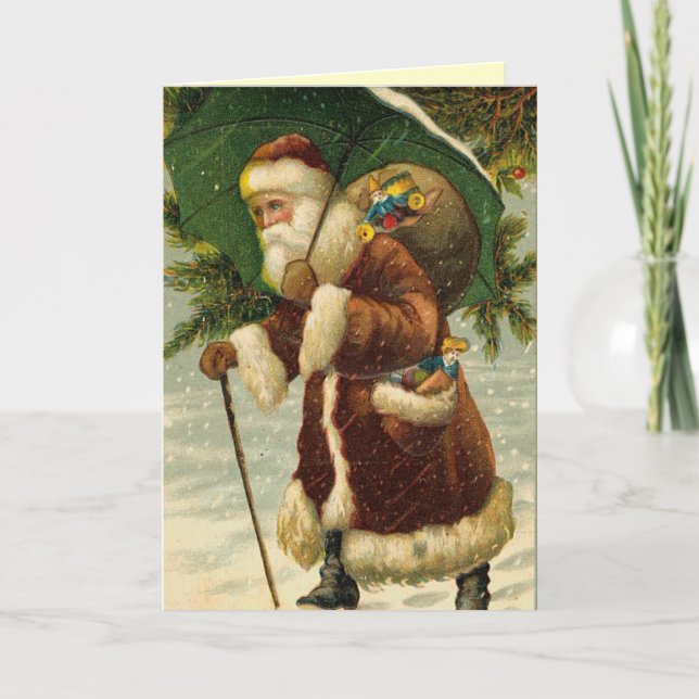 Carte de Noël père Noël Vintage (Devant)
