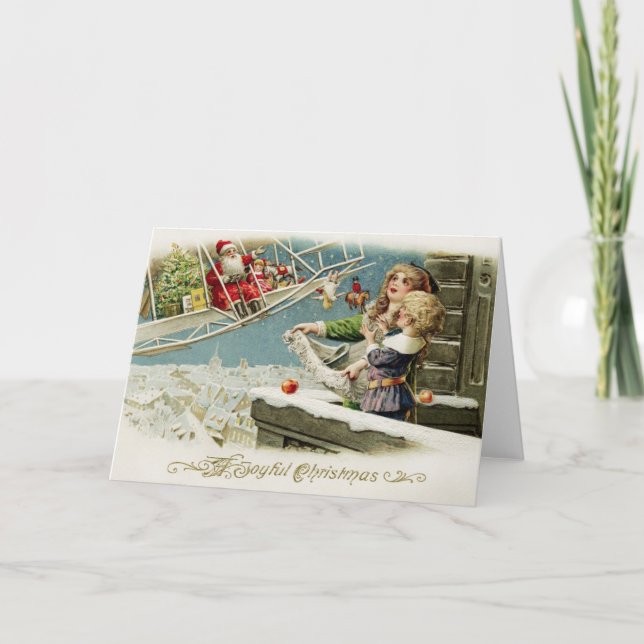 Carte de Noël Père Noël volante (Devant)