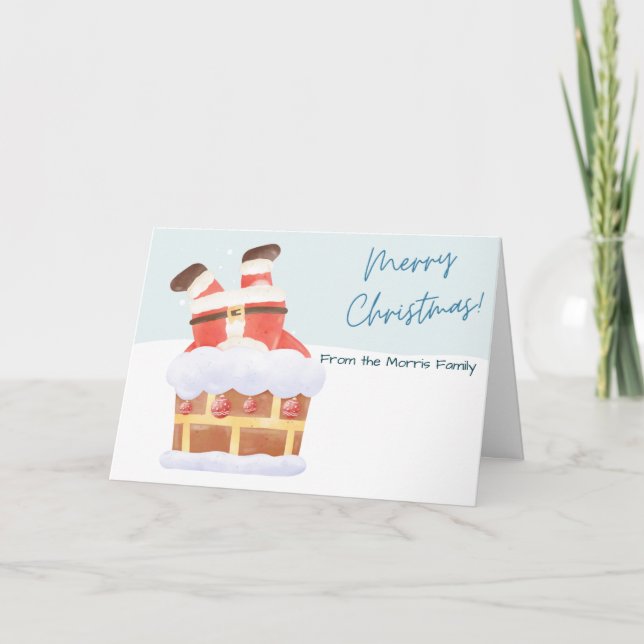 Carte de Noël Père Noël Watercolor personnalisable (Devant)