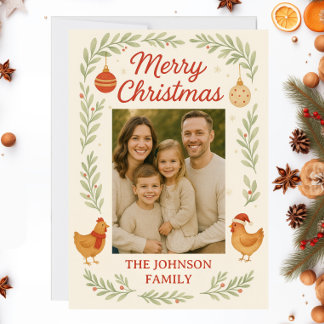 Carte de Noël personnalisable avec photo de poulet