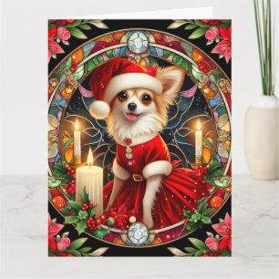 Carte de Noël personnalisable Chihuahua Père Noël